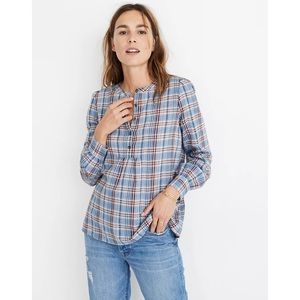 Madewell Leysfield Popover Shirt in Plaid Size Medium